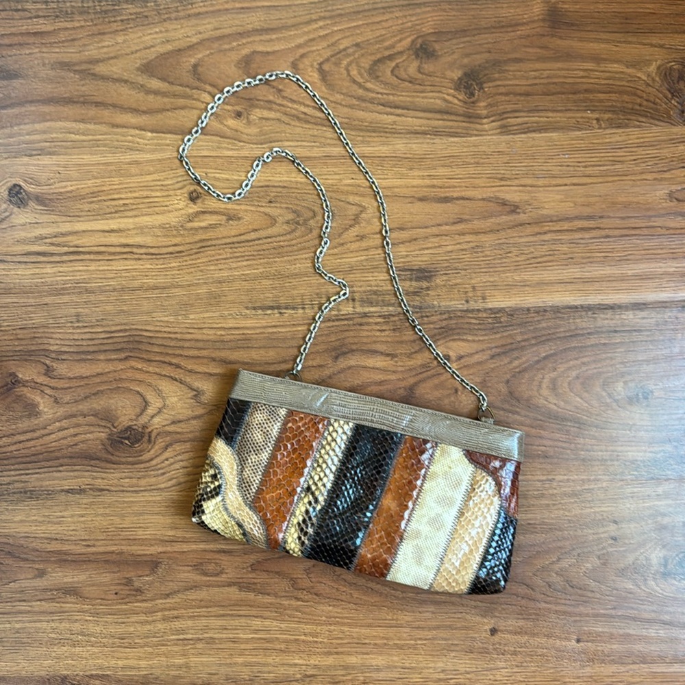 Vintage animal print clutch with chain